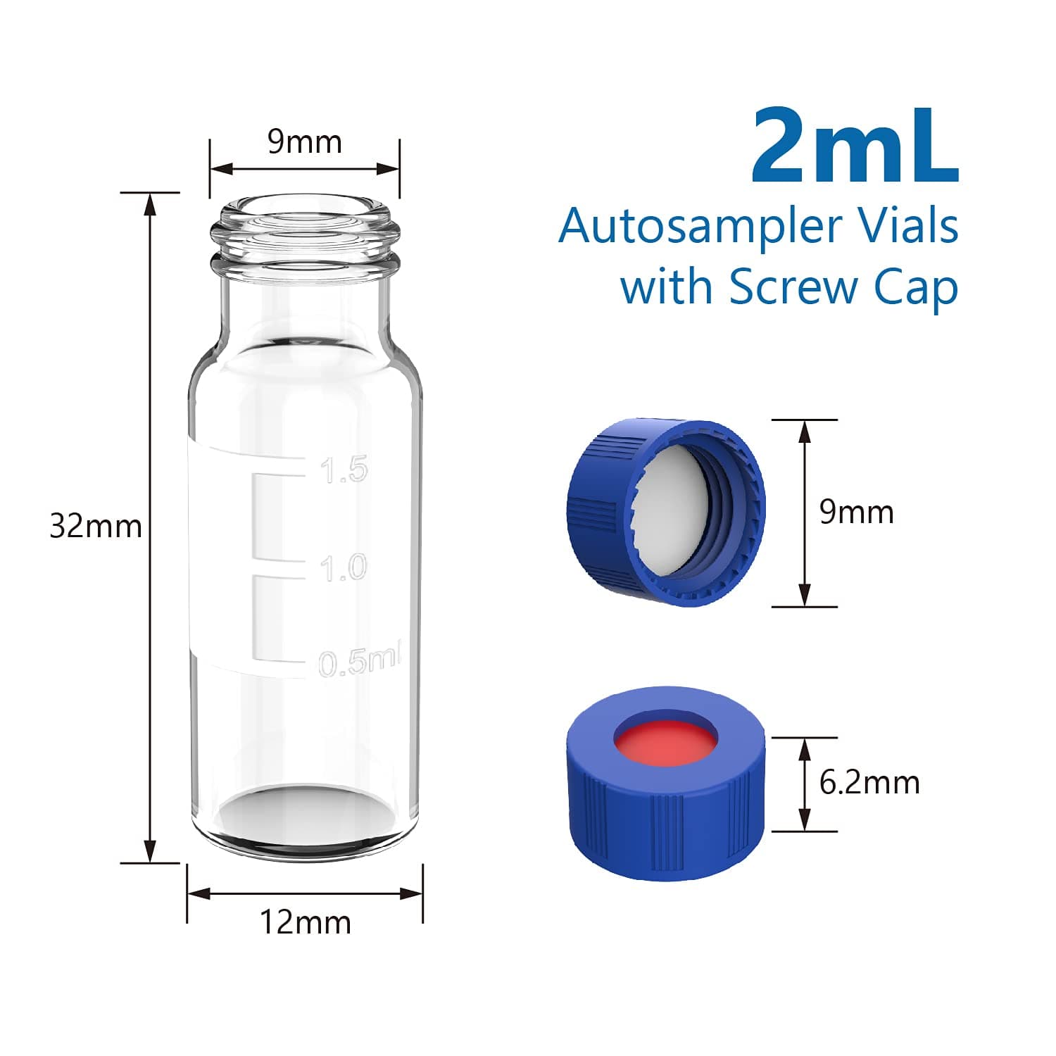 Lab liquid Chromatography Analysis 5.0 Borosilicate Glass 2ml hplc vials with pp cap for sale
